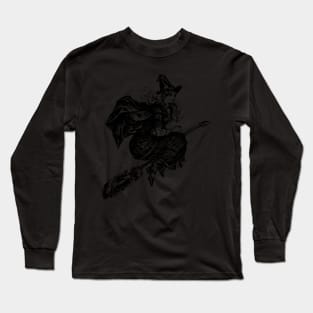 Witch On a Broom, Vintage illustration Long Sleeve T-Shirt